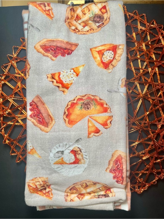 Isaac Mizrahi Other - 3 Harvest Pies Kitchen Towels Pumpkin Pecan Apple Orange Brown Plaid